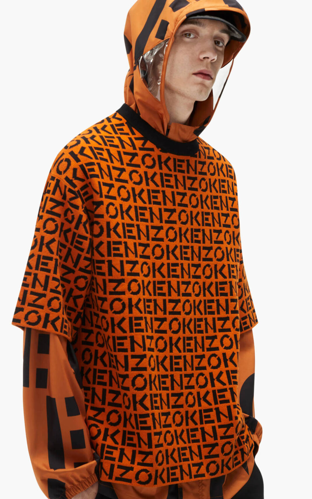 Kenzo Sport oversize monogram Kazak Erkek Koyu Turuncu | 7018-DUVPO